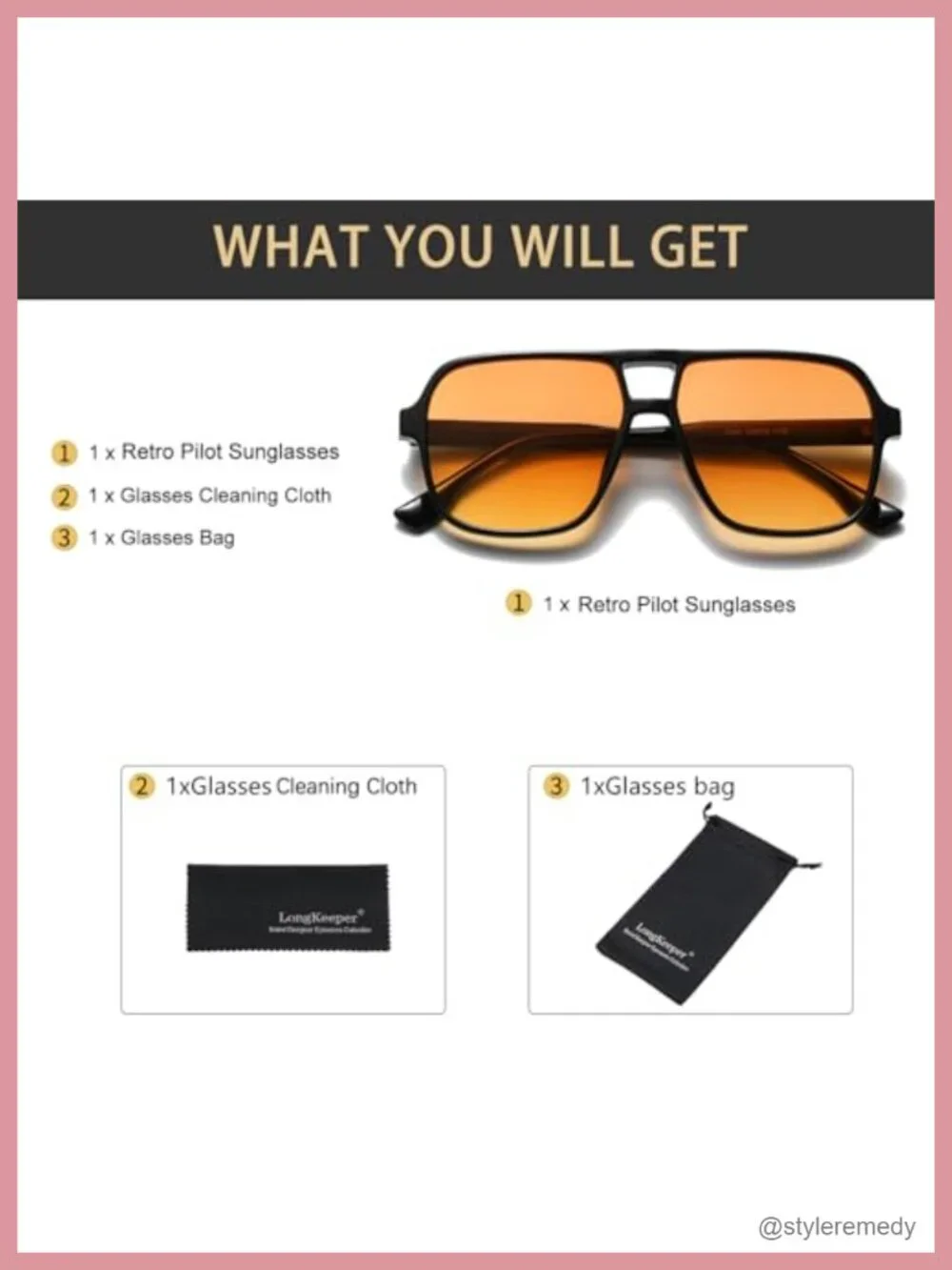 Retro Square Oversized Pilot Sunglasses UV400 Protection Unisex Shades